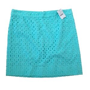 J.Crew Factory Womens Aqua Turquoise Eyelet Cotton Mini Skirt 8 NWT 45712